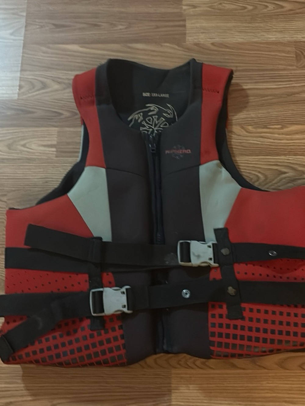 Men's Red and Black Swim Rash Guard Vest with Secure Buckle Front